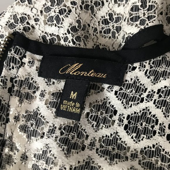 Black and Off-White Embroidered Mini Dress - Picture 7 of 7